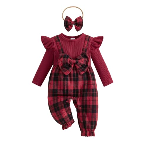 YINGISFITM Newborn Baby Girl Clothes Floral Romper Fack Two Piece Jumpsuit | Floral Romper,Vintage Infant Jumpsuit,Bow Heandband,Baby Girl Clothes Newborn Fall/Winter 0 3 6 9 12 18 Months
