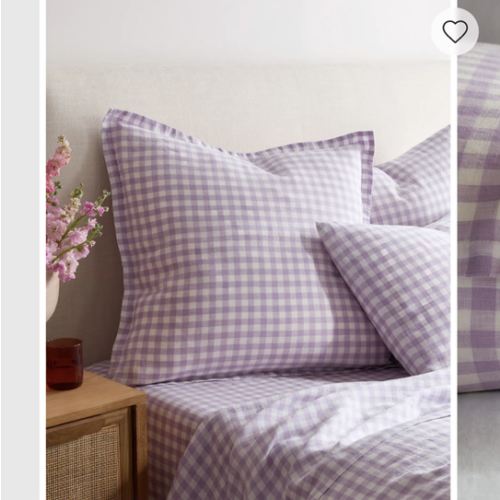 European Linen Euro Sham in Lavender Gingham