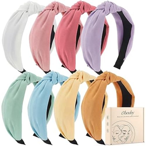 obeoby 8Pcs Girls Headbands, Knotted Headbands for Teen Girls Outdoor Outfit Light Multicolor Series Summer Hairband Gifts for Daughter Hair Accessories Trendy Stuff