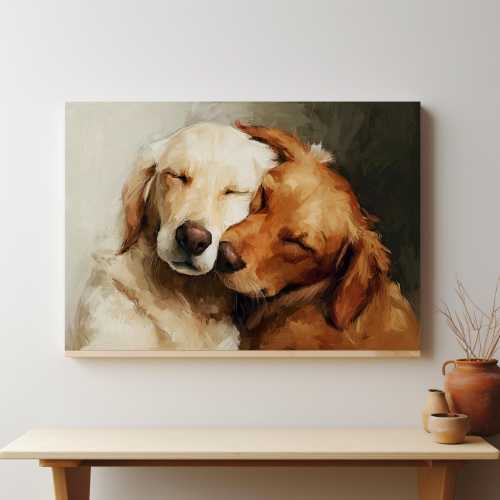 Golden Retriever Canvas Wall Art, Two Loving Golden Retrievers, Pet Memorial Art, Dog Lover Portrait Gift