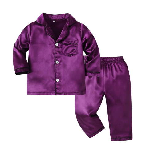 Pajama Sets for Toddler Baby Boy Girl Button-Up Silk Satin Pajama Sleepwear Nightwear Loungewear Clothes Set for Toddler Kids