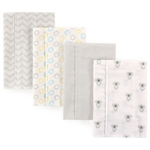 Luvable Friends Baby Cotton Flannel Burp Cloths 4pk Set, Koala, One Size