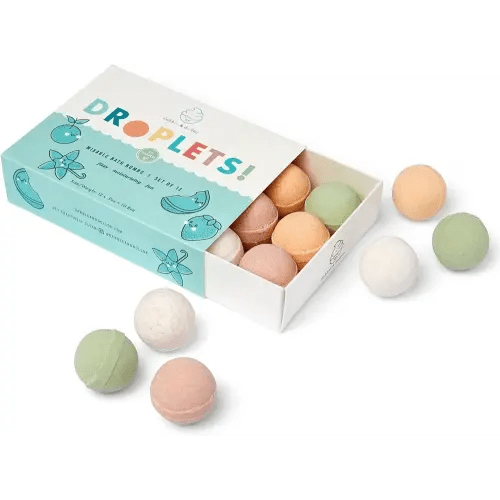 Dabble & Dollop Bath Bombs, 100% Natural Bath Bombs for Kids, Original Scents - USA Made, Moisturizing & Fun Droplets, Paraben & Sulfate Free, Vegan, Gluten-Free, Tear-Free (Set of 12)