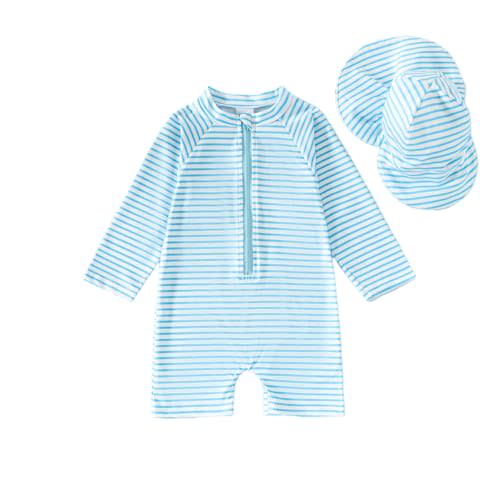 Noubeau Baby Boys' One Piece Swimsuits Toddler Swimwear with Rash Guard Infant Bathing Suit for Boys Swim Sun Hat Set