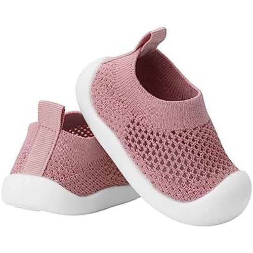 Baby Walking Shoes Toddler Girl Boy Soft Sole Breathable Mesh Slip on Summer Wide Shoes Infant Flexible Lightweight Non-Slip Safer Causal Tennis Shoes Toddler First Walkers Shoes Rubber Soles Outdoor