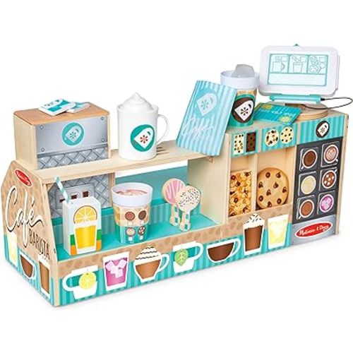 Melissa & Doug Wooden Café Barista Coffee Shop (35 Pieces) - FSC Certified