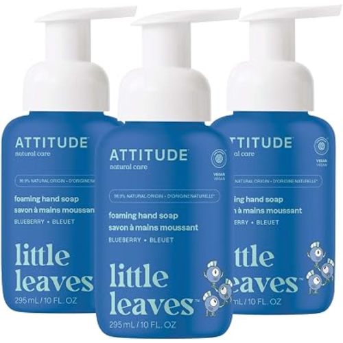 ATTITUDE Foaming Hand Soap for Kids, EWG Verified, Dermatologically Tested, Plant- and Mineral-Based Ingredients, Vegan, Blueberry, 295 mL (Pack of 3)