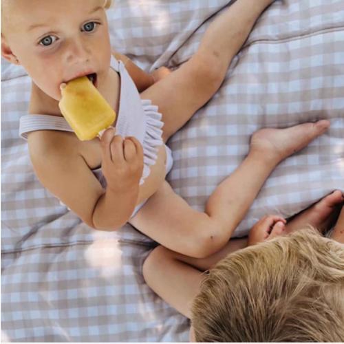 Little Unicorn Outdoor Blanket - Beige Buffalo Check, 5 X 7 Ft