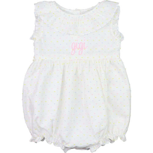 Pastel Swiss Dot Ruffle Collar Bubble