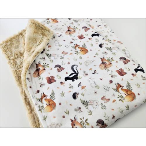 Personalized Woodland Babies Minky Blanket