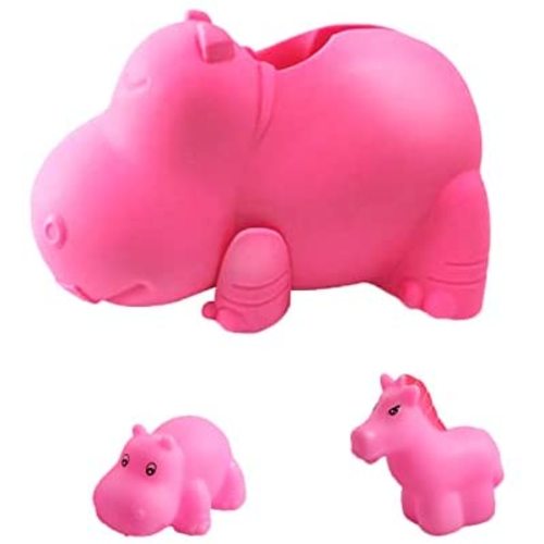 Bath Spout Cover - Faucet Cover Baby - Tub Spout Cover Bathtub Faucet Cover for Kids -Tub Faucet Protector for Baby - Silicone Spout Cover Pink Hippo - Kids Bathroom Accessories - Free Bathtub Toys