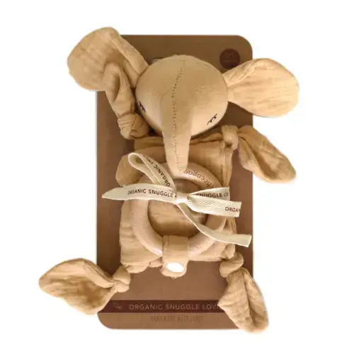 Colored Organics Snuggle Lovie Blanket - Cream Elephant