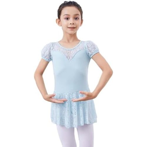 High Neck Ballet Leotards Lace Dance Costume for Toddler, Little/Big Girls, Little/Big Kids