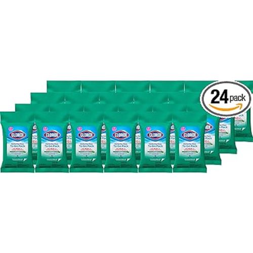 Clorox Disinfecting Wipes To Go Pack, Bleach Free, Fresh Scent, 9 Count, Pack of 24 (Pack May Vary)