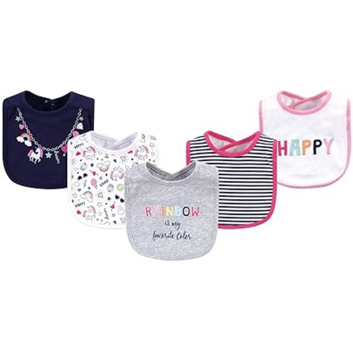 Little Treasure Unisex Baby Cotton Bibs, Happy Rainbow, One Size