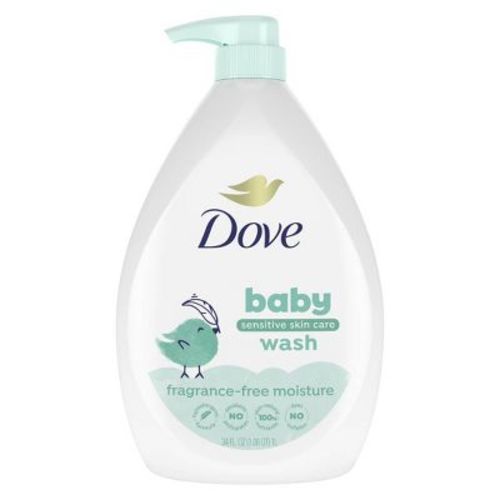 Baby Dove Fragrance Free Moisture Baby Body Wash & Shampoo Hypoallergenic for Eczema-Prone Skin - 34 fl oz