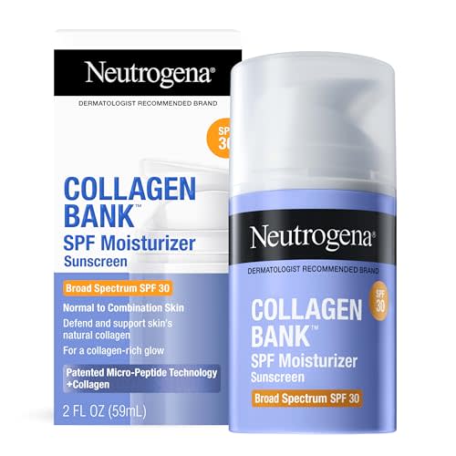 Neutrogena Collagen Bank Face Moisturizer, Broad Spectrum SPF 30 Anti-Aging Face & Neck Collagen Cream, Micro-Peptides, No White Cast 2 fl oz & Trial Size Hydro Boost Facial Cleanser, 0.5oz