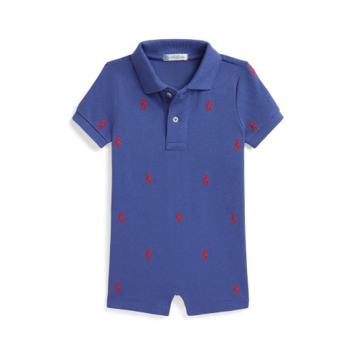 Embroidered Cotton Piqué Romper