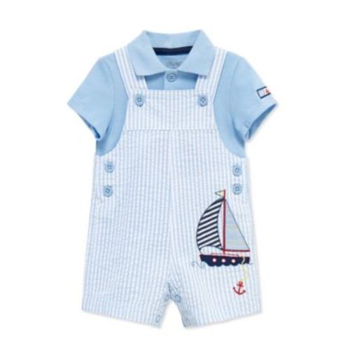 Baby Boys' Sailboat Printed Shortall and Polo Shirt, 2-Piece Set