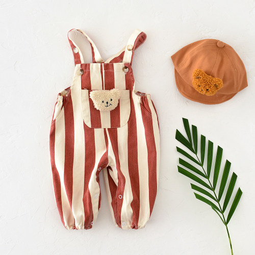 Teddy Pocket Striped Overalls
