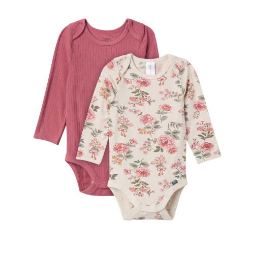 Modern Moments by Gerber Gender Neutral Super Soft Long Sleeve Bodysuits, 2-Pack, Sizes Newborn - 12 Months