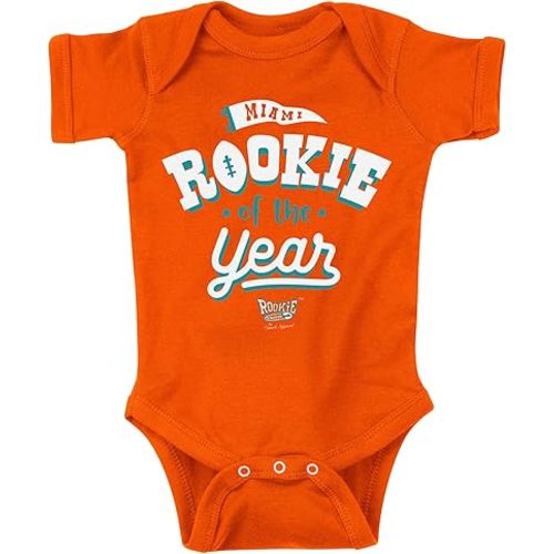 Rookie of The Year Baby Apparel for Miami Football Fans (NB-7T) (Orange Onesie, 12 Months)