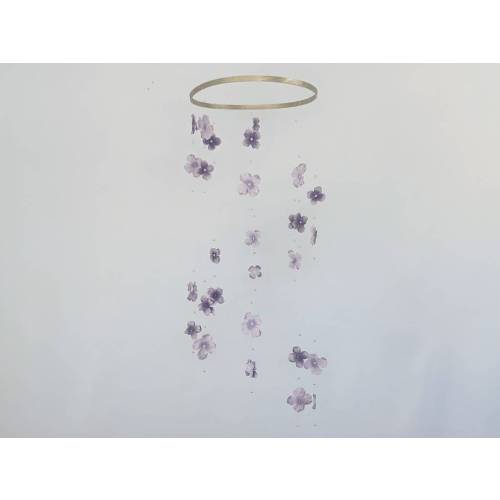 Floral Butterfly Floral Baby Girl Mobile with Pearls - Sparkle Butterflies Baby Mobile - Purple Flower Crib Mobile - White Nursery Decor