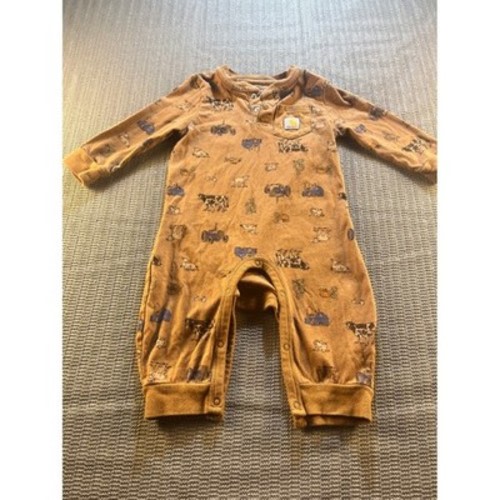 Carhartt Baby Boys Brown Farm Print Long Sleeve Coverall 6M OX8749-B