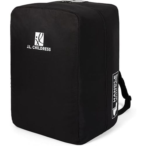 J.L. Childress Padded Bag for Doona & Evenflo Shyft Dualride - Travel Bag for Airplane, Fits Most Infant Car Seats, Airport Accessories for Gate or Baggage Check, AirTag Compatible - Elite, Black