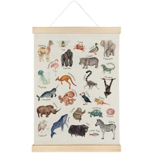 Animal Alphabet Wall Art,Animal Nursery Wall Decor, Educational Alphabet Animals Poster Hanger Frame for Toddler Kids Bedroom Nursery Playroom Classroom Decor,12x16 Inches$$Office