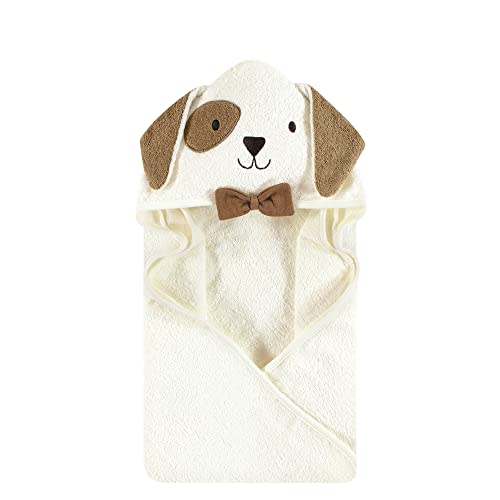 Hudson Baby Unisex Baby Cotton Animal Face Hooded Towel, Dog, One Size