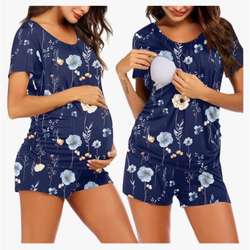 Ekouaer Womens Nursing Pajamas Maternity Breastfeeding Pjs Sleepwear Layer Soft Postpartum Lounge Set Pregnancy Clothes