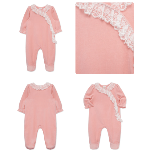 Lace Cascade Velour Footie