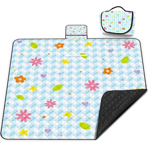 Extra Large Picnic Blanket Waterproof,80"x 80"Foldable Machine Washable | Outdoor Blanket | Flower