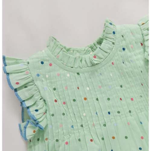 Baby Girls Jaipur Bubble- Pastel Green Polka Dot Pastel Green Polka Dot - Pink Chicken | Maisonette