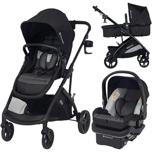 Baby Trend Passport Switch 6-in-1 Modular Travel System, Black Yarn