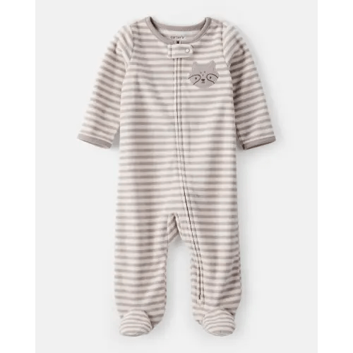 Baby Boy Fox Striped Loose Fit Long-Sleeve Sleep & Play Pajamas - Brown | Carter's
