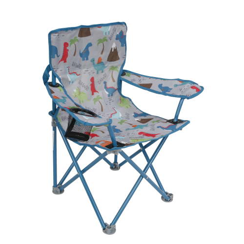 Crckt Folding Camp Chair for Kids with Lock (125lb Capacity), Multi-Color Dino Print
