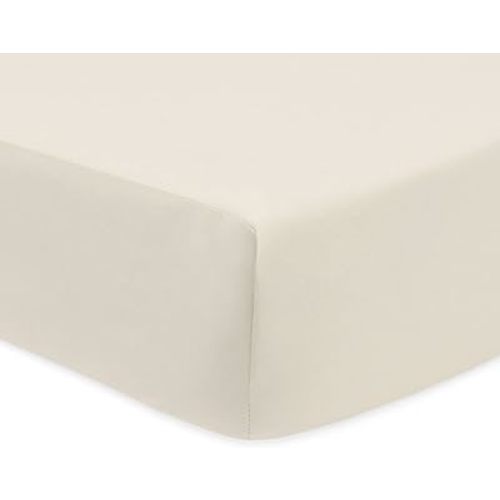 American Baby Company 100% Natural Cotton Percale Fitted Crib Sheet for Standard Crib and Toddler Mattresses, Cream, Soft Breathable, for Boys and Girls