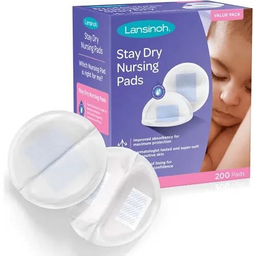 Lansinoh Stay Dry Disposable Nursing Pads for Breastfeeding, 200 Count (Pack of 1)