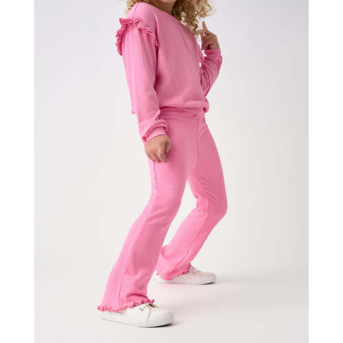 Sweet Pink Ribbed Flare Pant
