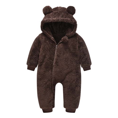 Ruziyoog Baby Onesies Baby Pajamastoddler Baby Boys Girls Color Plush Cute Bear Ears Winter Thick Jumpsuit Romper Baby Clothes 0/3-12 Months Coffee 0-6 Month