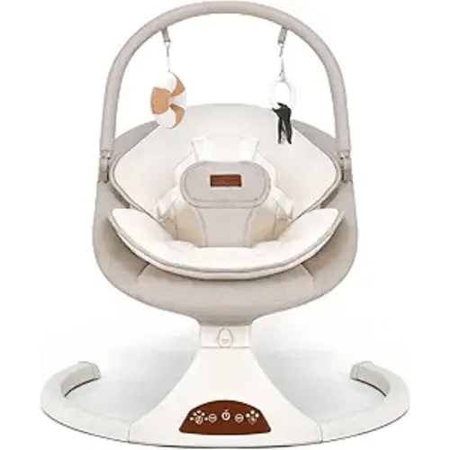 Baby Swings for Infants, Portable Infant Swing with 5-Speed Settings, Bluetooth Music & Timer, Suitable for Newborns up to 9 Months (Beige)