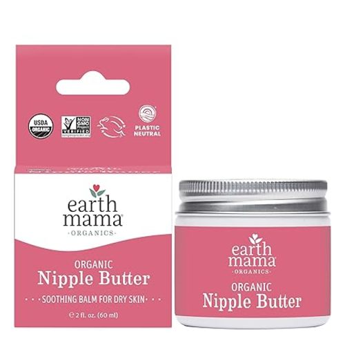 Earth Mama Organic Nipple Butter™ | Nipple Cream Safe for Breastfeeding | Postpartum Essentials for Nursing | Non Lanolin Nipple Cream, 2-Fluid Ounce