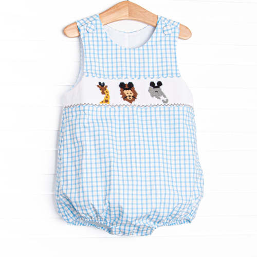 Jungle Jamboree Smocked Boy Bubble, Blue – Stitchy Fish