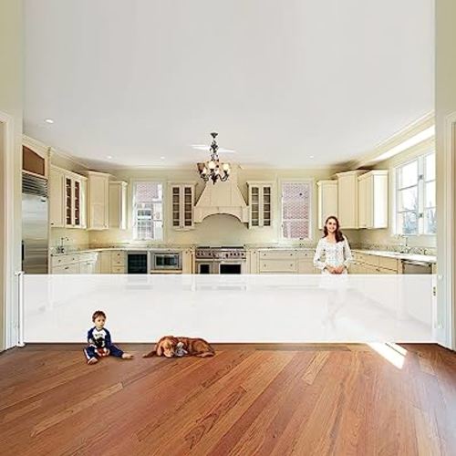 150 Inch Retractable Baby Gates Extra Wide Baby Gates for Large Openings Extra Long Baby Gates Indoor Extra Long Dog Gates for The House Extra Wide Pet Gates for Dogs Indoor Outdoor, White