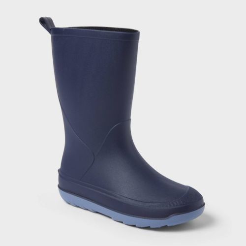 Kids' Andy Rain Boots - Cat & Jack™ Navy Blue 2: Waterproof, Pull-On, Flexible Sole