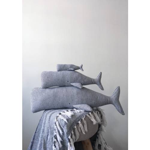 Whimsical Stuffed Blue Whale Family Pillow Toy Set - Ideal Baby Nursery Decor, Baby Shower Gift, Soft and Cuddly Animal Toys for Kids