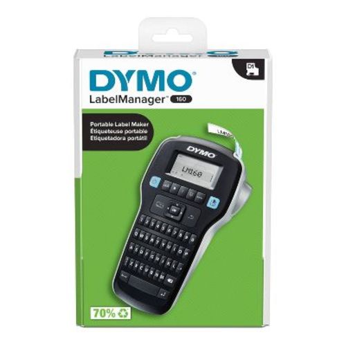 DYMO Label Manager 160 Portable Label Maker: Battery-Powered, Includes AA Alkaline Batteries, Black, Plastic, 1-Year Warranty