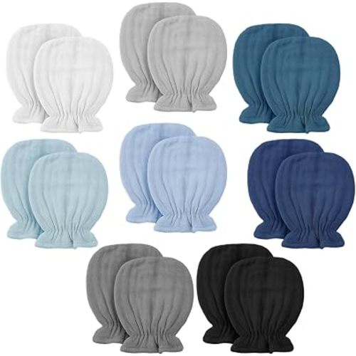 Newborn Baby Muslin Mittens 0-6 Months No Scratch Elastic Wrist Soft Breathable Gloves Bulk Cotton for Infant